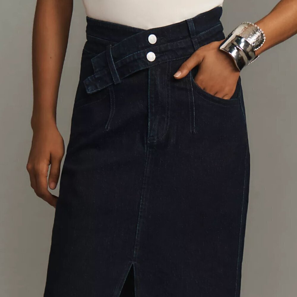 Plus Size Anthropologie - The Arden Double Waist Midi Skirt by Pilcro